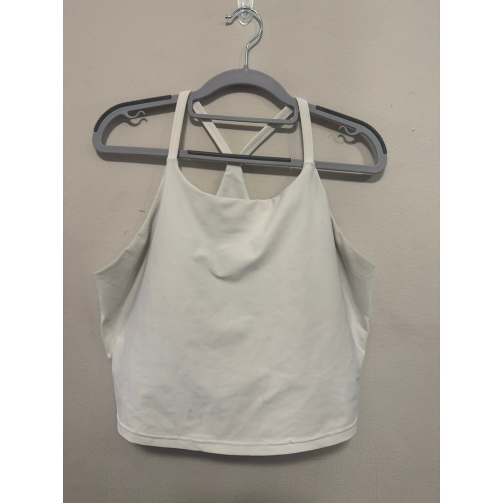 Old Navy White Built-In Bra Racerback Active Tank Top XL
